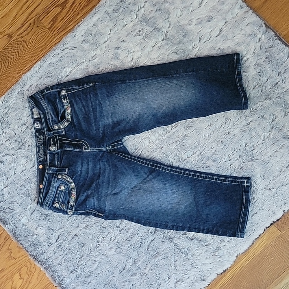Miss Me Cuffed Capri Denim Pants, Girls Size 14, Great Condition